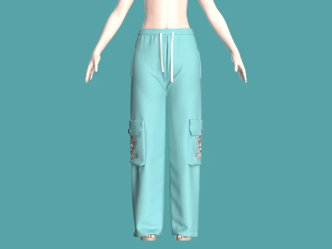 Girls Pocket Plazo Pant 3D Model