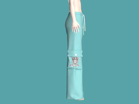 Girls Pocket Plazo Pant 3D Model