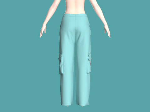 Girls Pocket Plazo Pant 3D Model