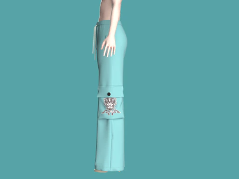 Girls Pocket Plazo Pant 3D Model