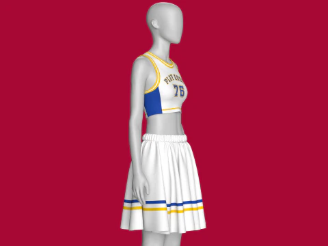 スカート付きガールズプリントトップス - PLAY ANGEL 3Dモデル