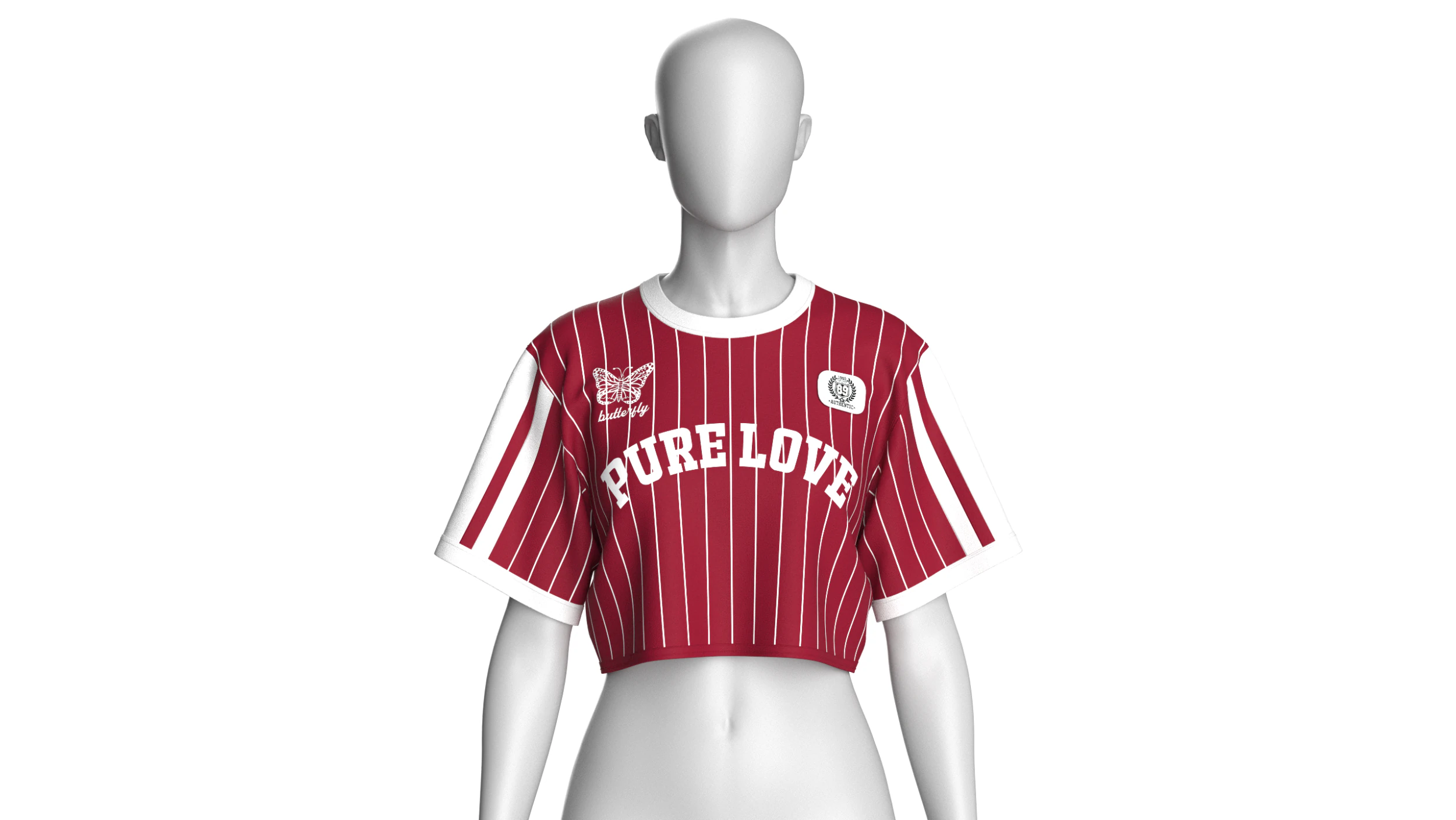 Girls Striped Printed Crop Top - PURE LOVE 3D Model .c4d .max .obj .3ds .fbx .stl .blend