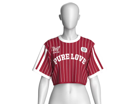 Укороченный топ в полоску с принтом для девочек - PURE LOVE 3D Модель