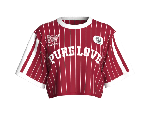 Girls Striped Printed Crop Top - PURE LOVE 3D Model