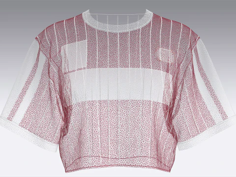 Girls Striped Printed Crop Top - PURE LOVE 3D Model