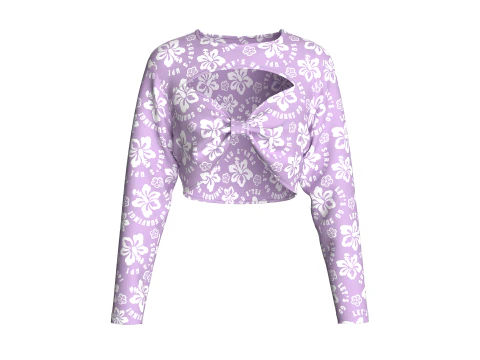 Top incrociato carino stampato per ragazze Modello 3D