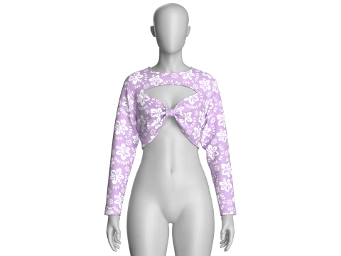 Girls Printed Cute Criss Cross Top 3D Model