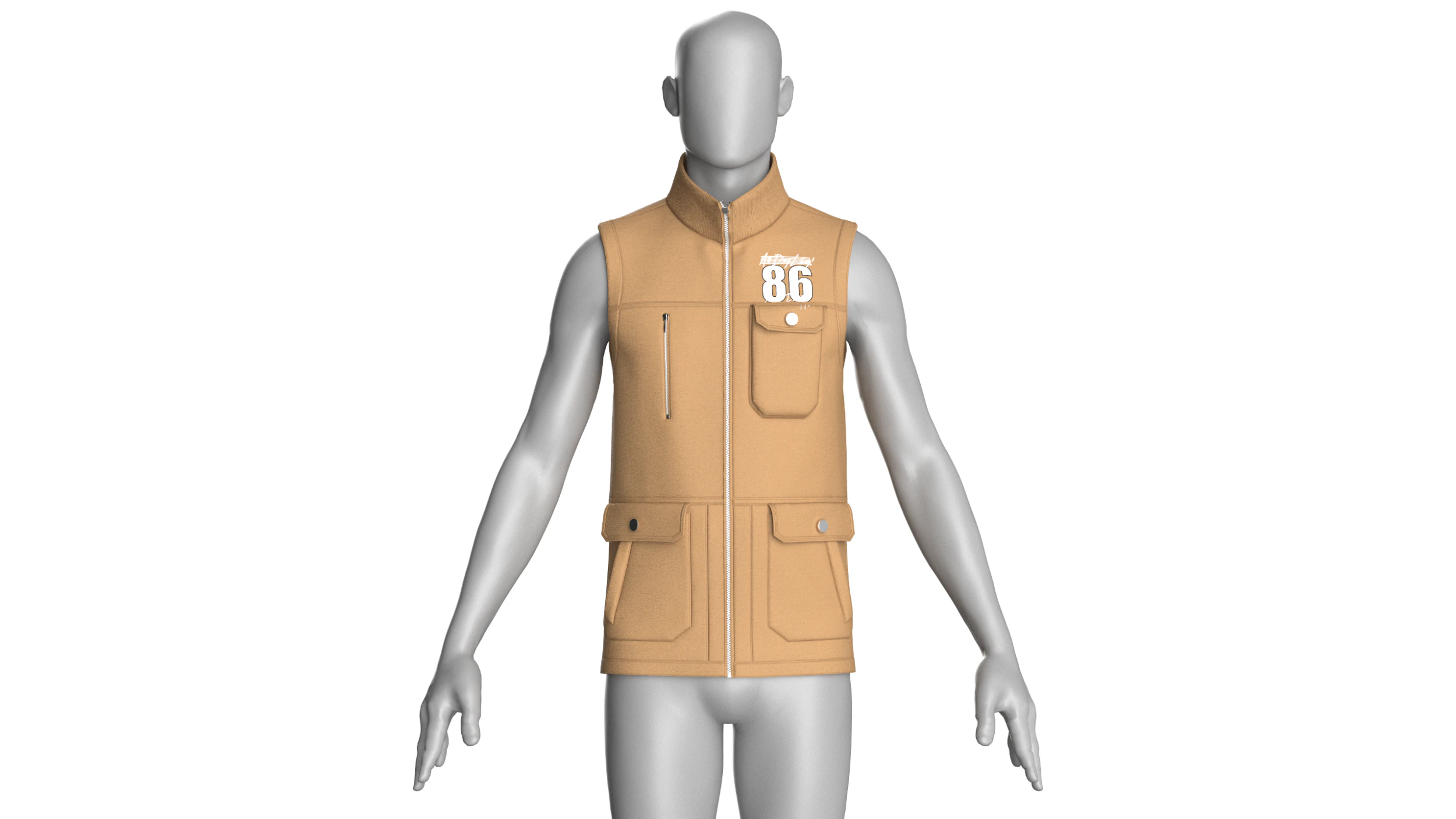 Men Multi Pocket Printed Vest 3D Model .c4d .max .obj .3ds .fbx .stl .blend
