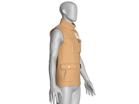 Men Multi Pocket Printed Vest 3D Model