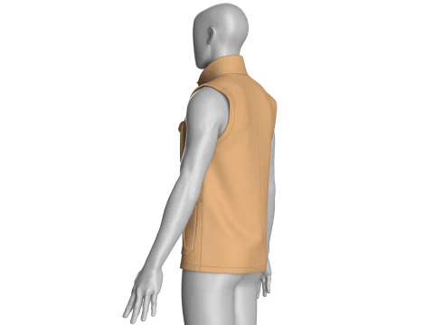 Men Multi Pocket Printed Vest 3D Model