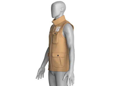 Men Multi Pocket Printed Vest 3D Model