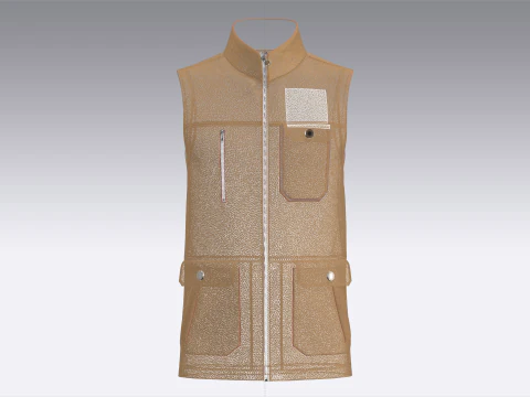 Men Multi Pocket Printed Vest 3D Model