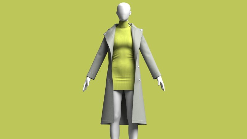 Ladies Winter Long Coat 3D Model .c4d .max .obj .3ds .fbx .stl .blend 