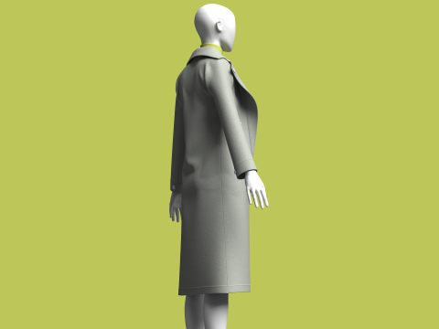 Ladies Winter Long Coat 3D Model