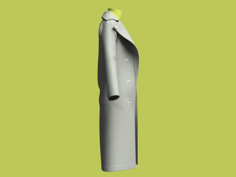 Ladies Winter Long Coat 3D Model