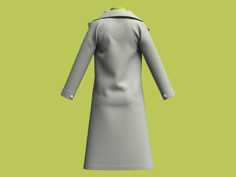 Ladies Winter Long Coat 3D Model