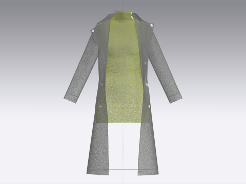 Ladies Winter Long Coat 3D Model