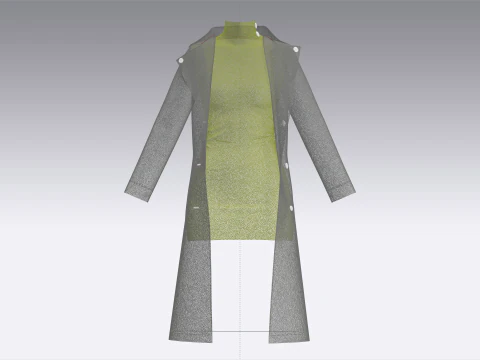 Ladies Winter Long Coat 3D Model