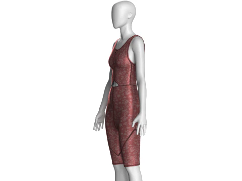 Ladies Bodysuit With Short Pant 3D Model