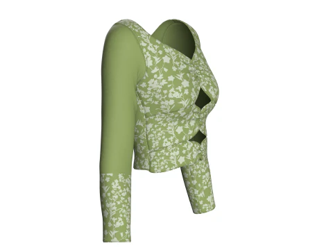Girls Printed Cute Criss Cross Top V2 3D Model