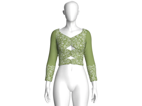 Girls Printed Cute Criss Cross Top V2 3D Model