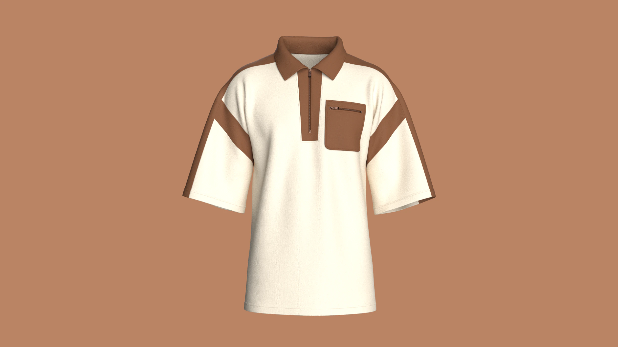 Men Shoulder Drop Polo Shirt With Half Zip 3D Model .c4d .max .obj .3ds .fbx .stl .blend 