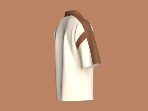 Men Shoulder Drop Polo Shirt With Half Zip 3D Model