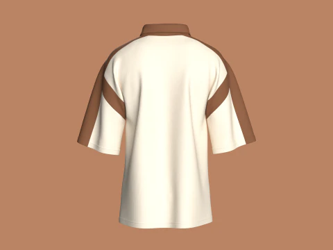 Men Shoulder Drop Polo Shirt With Half Zip 3D Model