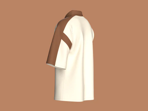 Men Shoulder Drop Polo Shirt With Half Zip 3D Model