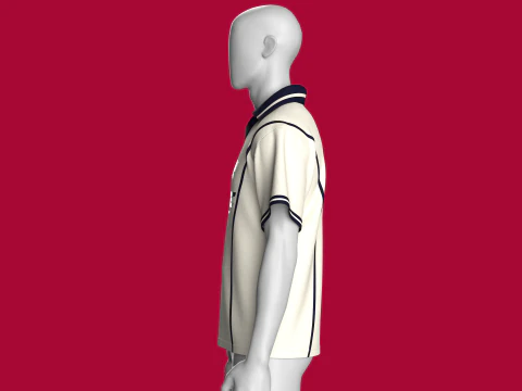Men Printed Polo Shirt - Sportswear 3D Model