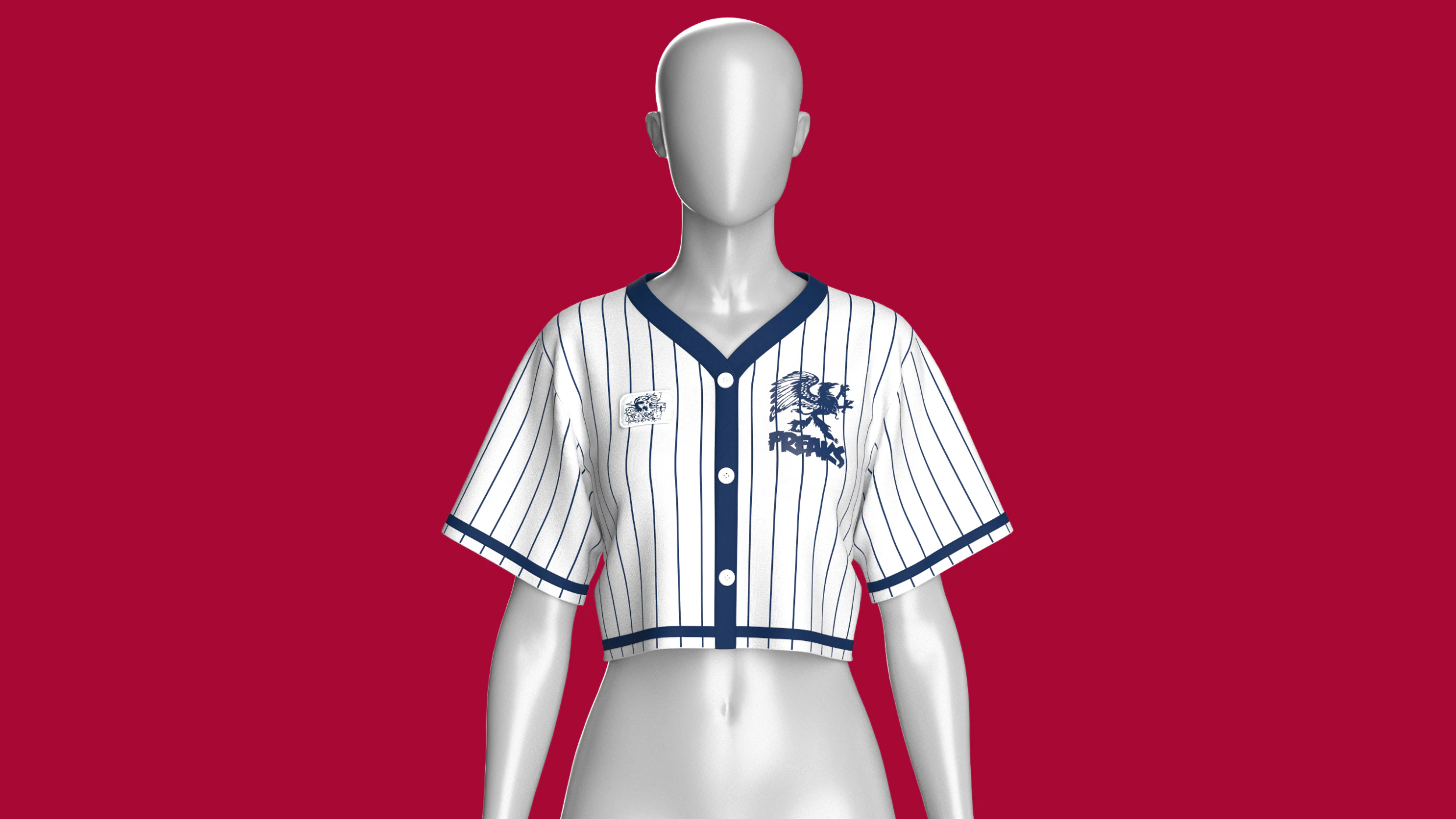 Girls Striped Printed Crop Top With Patch 3D Model .c4d .max .obj .3ds .fbx .stl .blend 