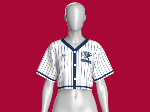 Top corto stampato a righe per bambina con toppa Modello 3D