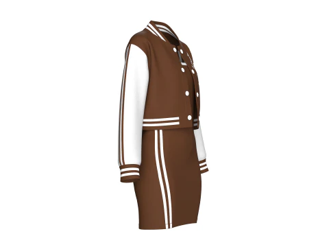 Girls Printed Bomber Jacket With Midi Dress 3D Model