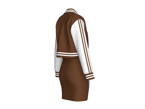 Girls Printed Bomber Jacket With Midi Dress 3D Model