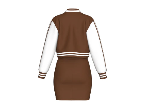 Girls Printed Bomber Jacket With Midi Dress 3D Model