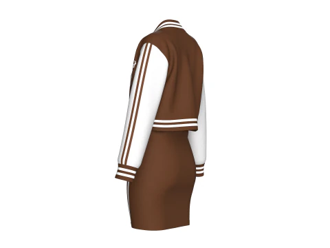 Girls Printed Bomber Jacket With Midi Dress 3D Model