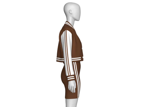 Girls Printed Bomber Jacket With Midi Dress 3D Model