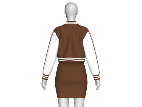 Girls Printed Bomber Jacket With Midi Dress 3D Model