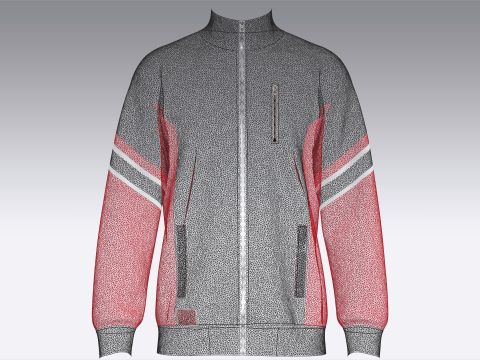 Erkek Fermuarlı Yamalı Ceket 3D Model