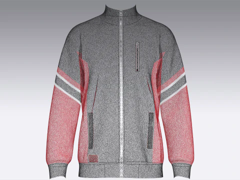 Мужская куртка на молнии с нашивкой 3D Модель