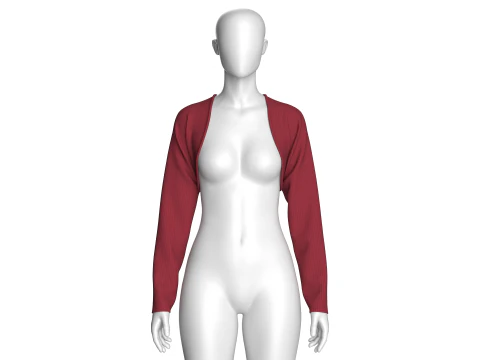 Girls Long Sleeve Shrug Cropped Sweater 3D Model