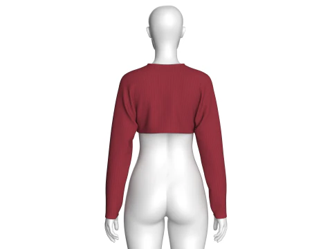 Girls Long Sleeve Shrug Cropped Sweater 3D Model