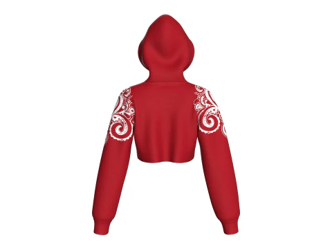 Girls Printed Crop Hoodie With Mesh 3D Model