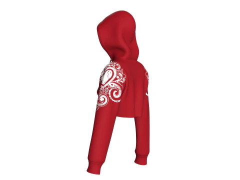 Girls Printed Crop Hoodie With Mesh 3D Model