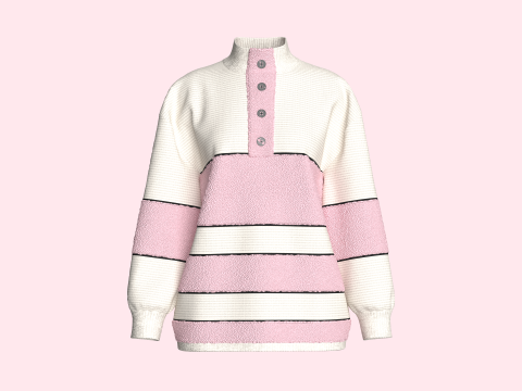 シェルパ付きガールズファッションセーター 3Dモデル