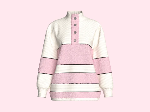 Suéter Moda Feminina Com Sherpa Modelo 3D