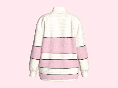 Girls Fashion Sweater With Sherpa 3D Model