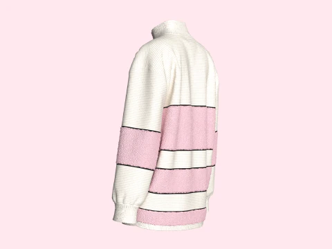 Girls Fashion Sweater With Sherpa 3D Model