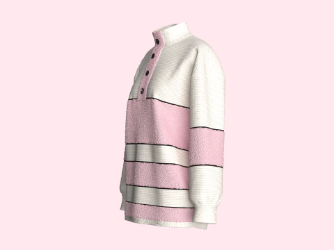 Girls Fashion Sweater With Sherpa 3D Model