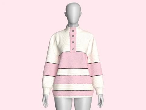 Girls Fashion Sweater With Sherpa 3D Model